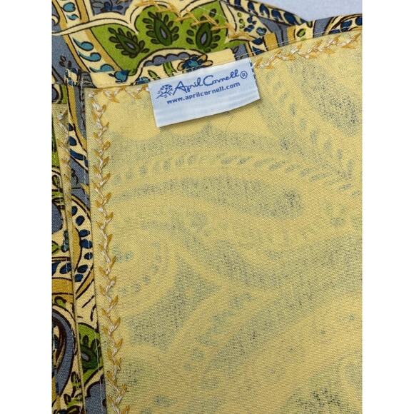 April Cornell Placemats Blue Yellow Floral Paisley Set Of 4 Spring Cottage - Picture 4 of 8